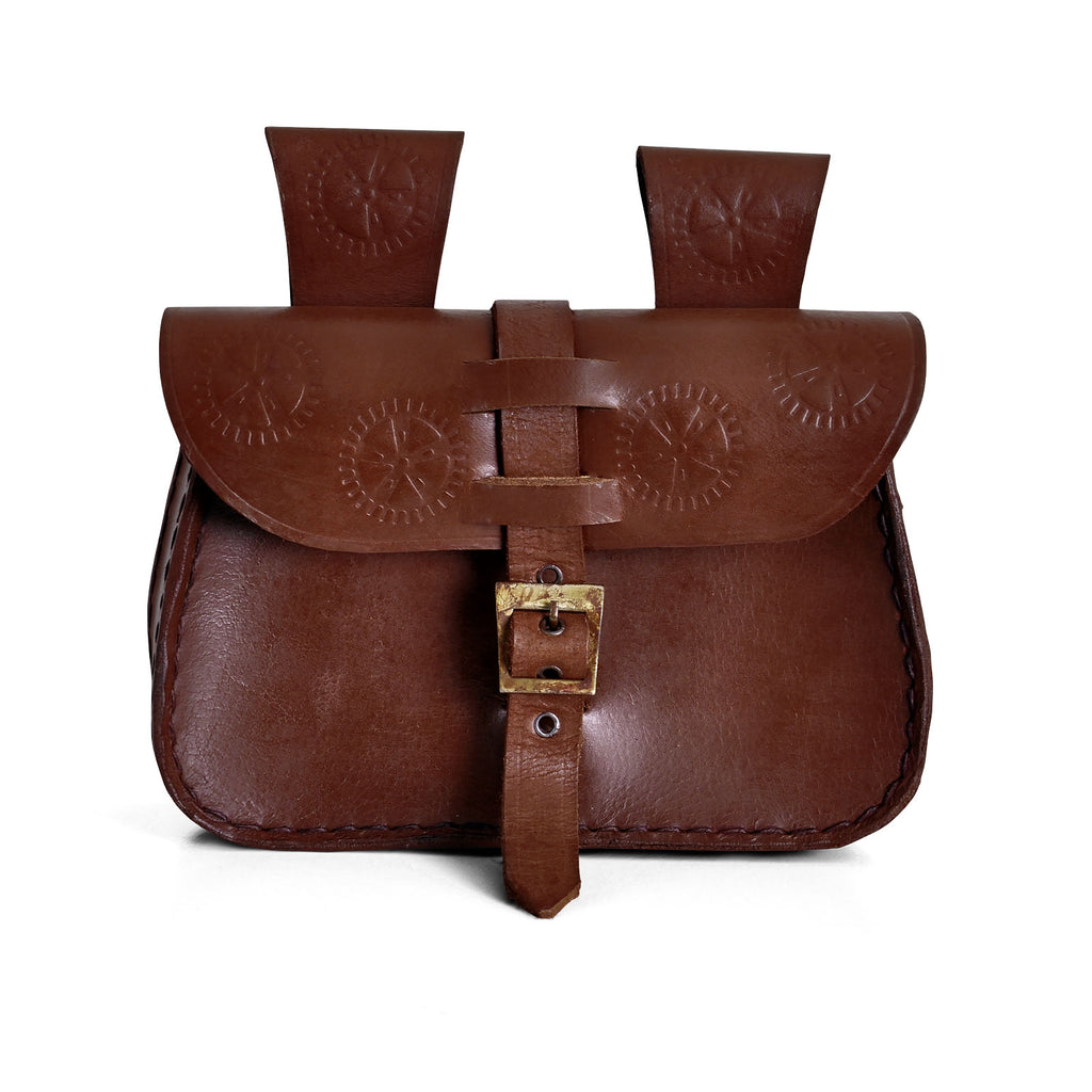 Image produit Bourse de ceinture médiévale avec embossage marron