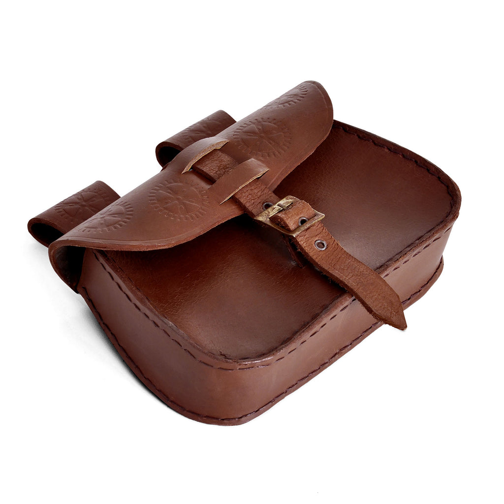 Image produit Bourse de ceinture médiévale avec embossage marron