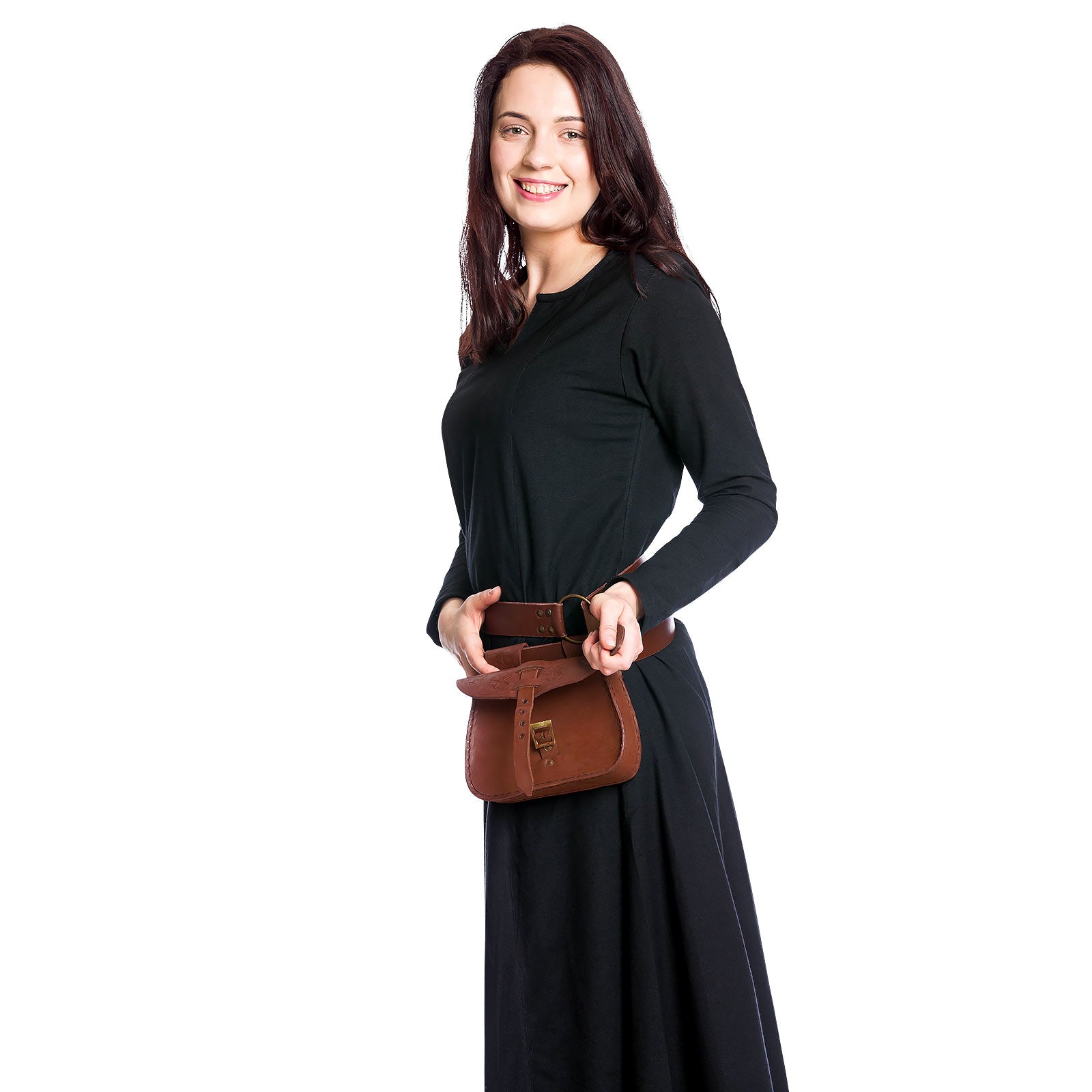 Image produit Bourse de ceinture médiévale avec embossage marron