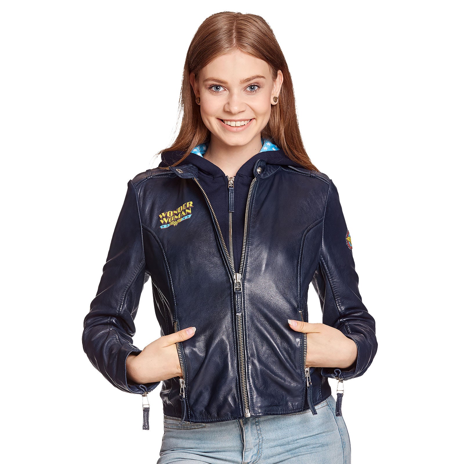 Image produit Wonder Woman - Veste en cuir avec capuche bleue