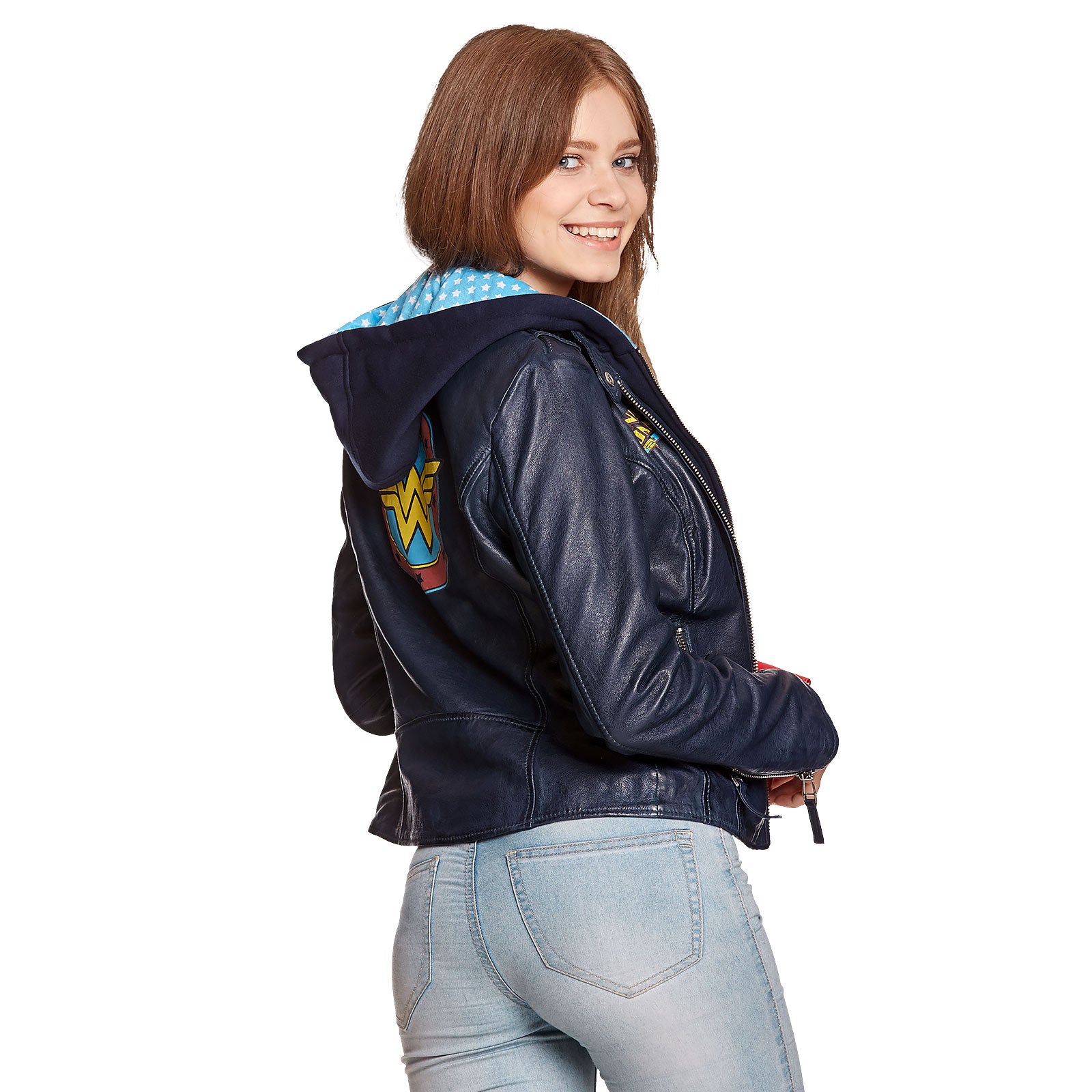 Image produit Wonder Woman - Veste en cuir avec capuche bleue