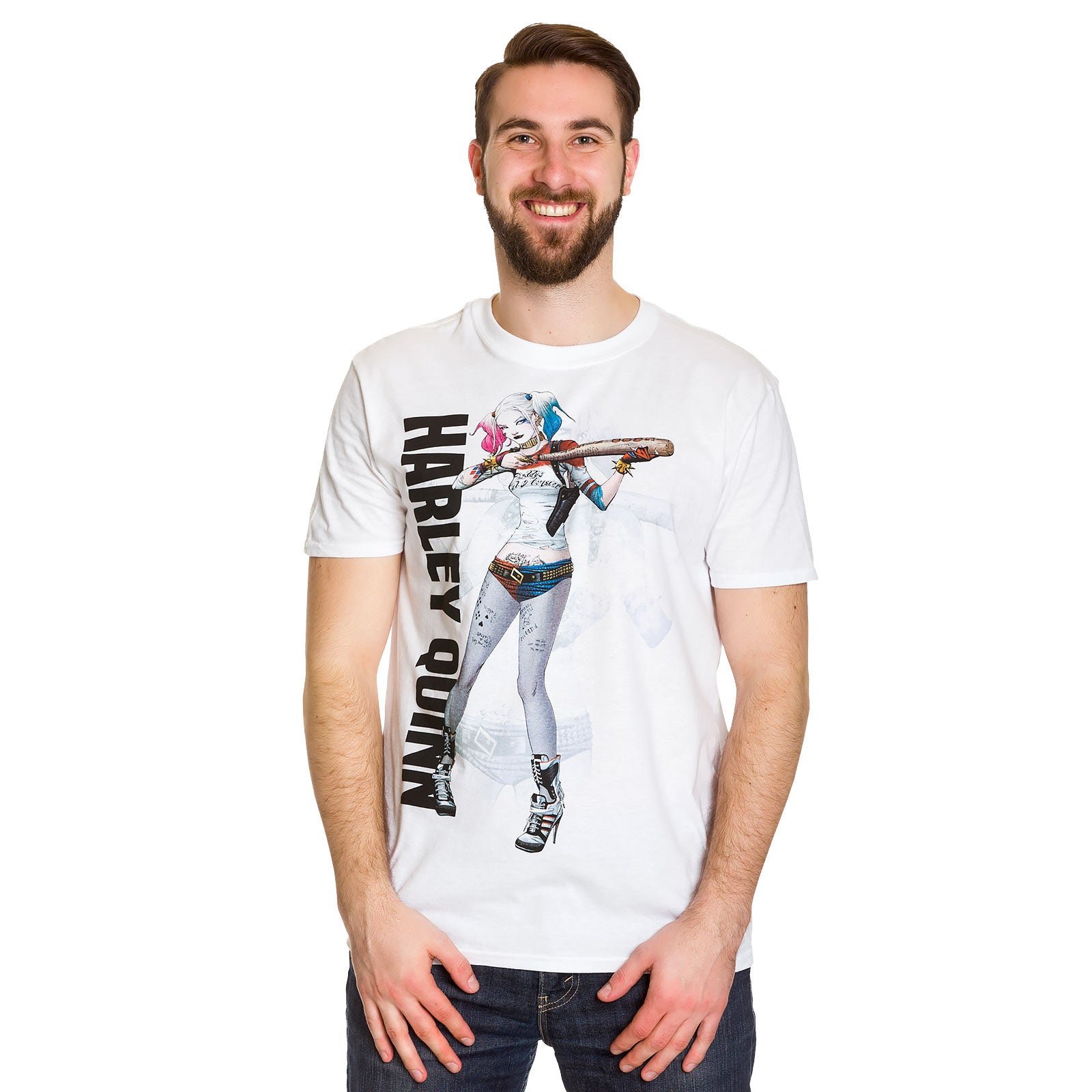 Image produit Suicide Squad - T-shirt affiche Harley Quinn blanc