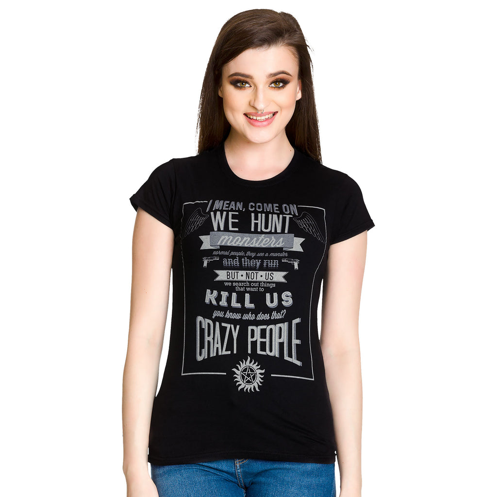 Image produit Supernatural - T-shirt fille Crazy People noir