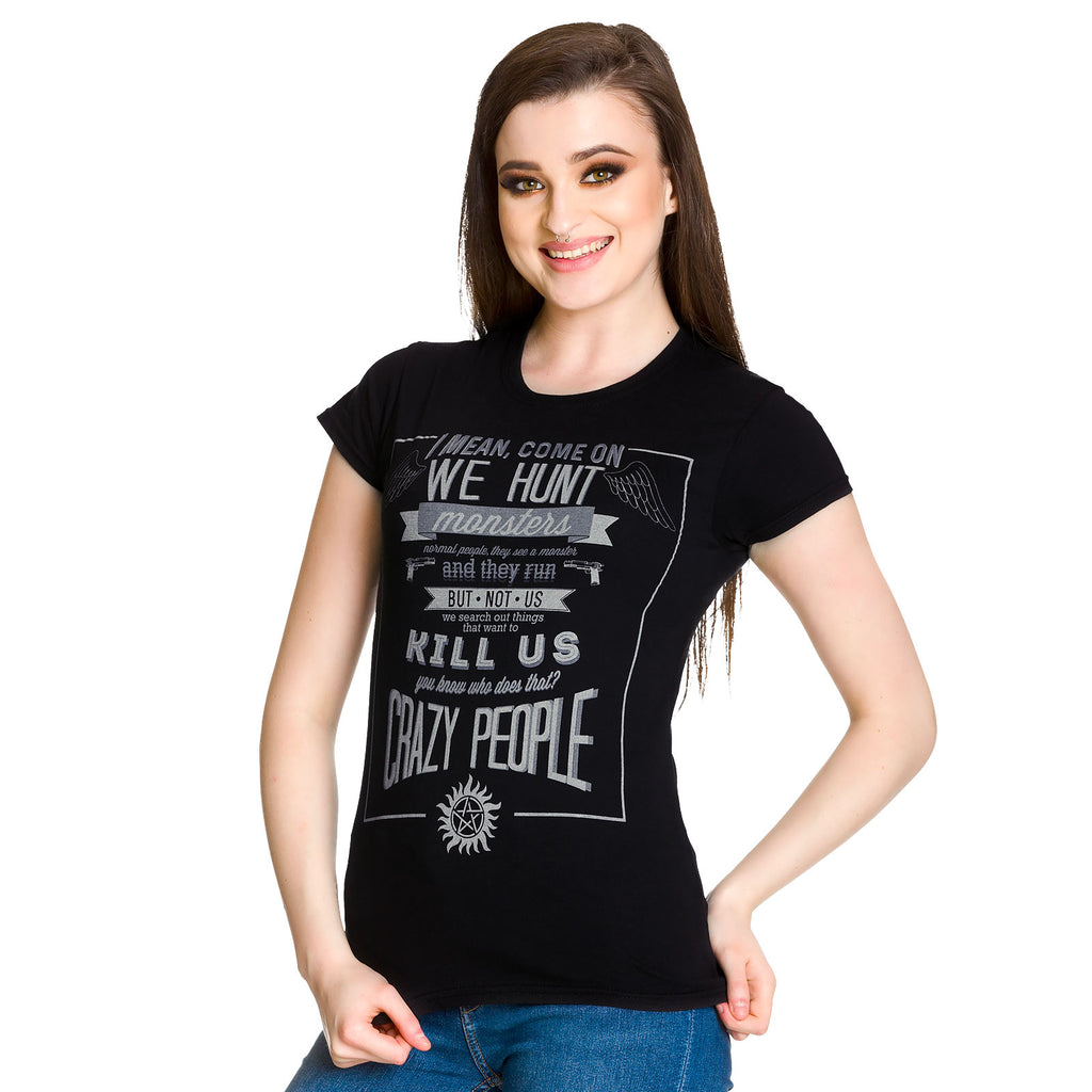 Image produit Supernatural - T-shirt fille Crazy People noir