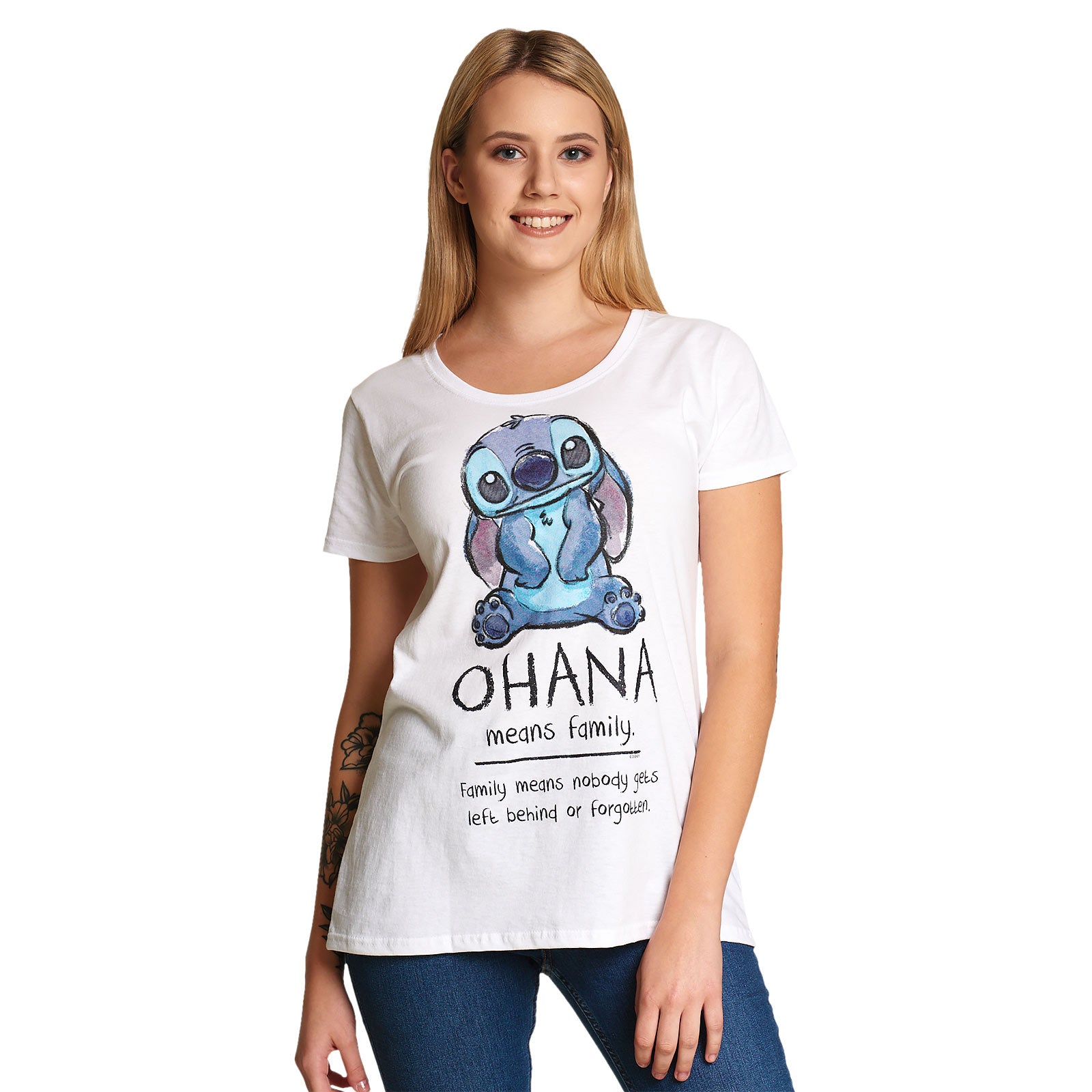 Image produit Lilo & Stitch - Ohana Means Family T-Shirt Femme blanc