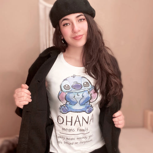 Image produit Lilo & Stitch - Ohana Means Family T-Shirt Femme blanc