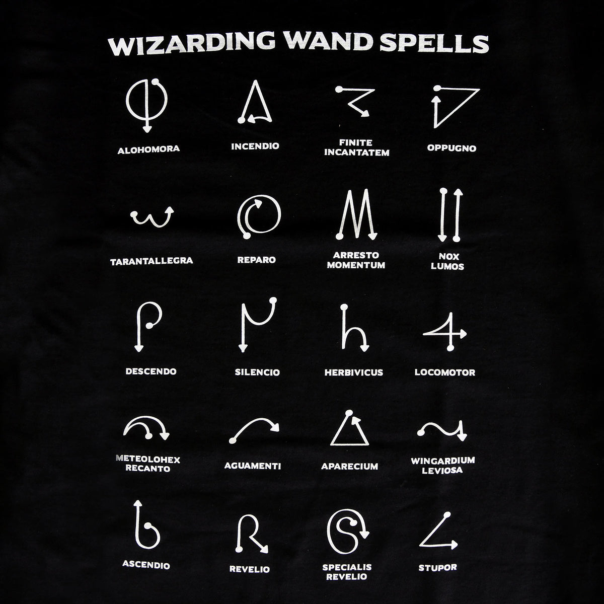 Image produit T-shirt Spells Chart pour les fans de Harry Potter