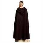 Image produit Cape médiévale en laine pour femmes avec capuche broderie boucle en métal marron