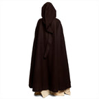 Image produit Cape médiévale en laine pour femmes avec capuche broderie boucle en métal marron