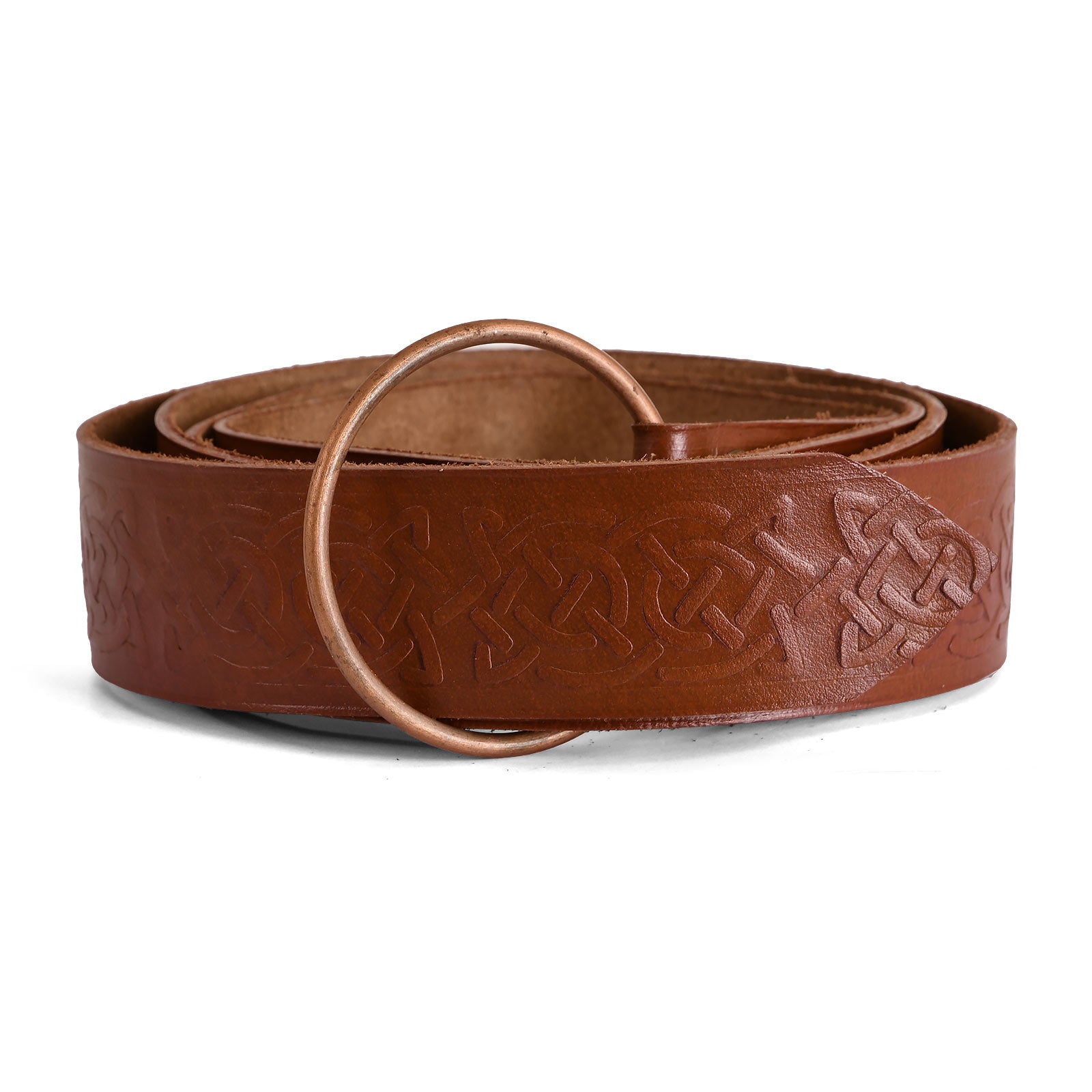 Image produit Ceinture à anneau médiévale avec estampage celtique marron