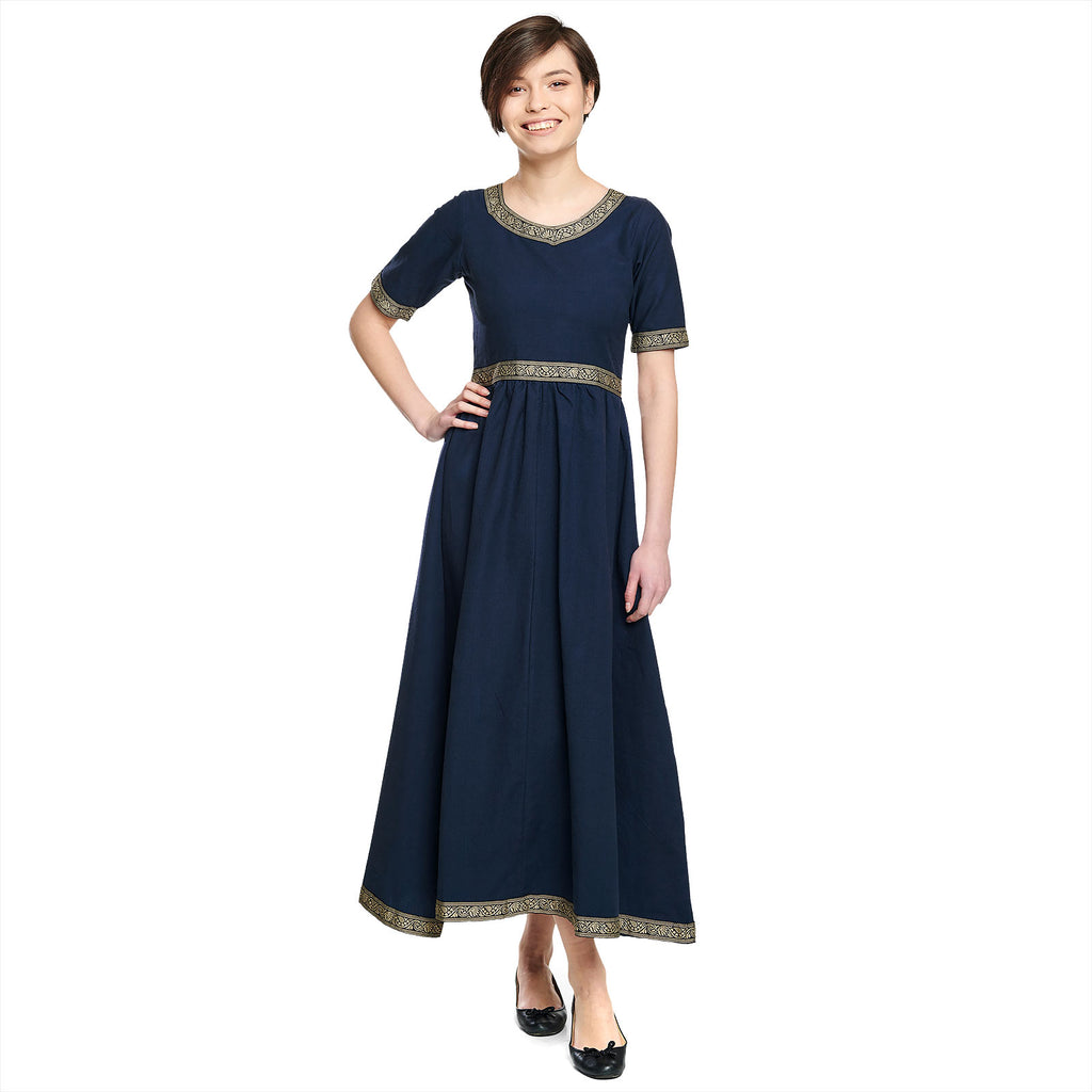 Image produit Robe Médiévale Ennlin à Manches Courtes Bleue