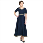 Image produit Robe Médiévale Ennlin à Manches Courtes Bleue