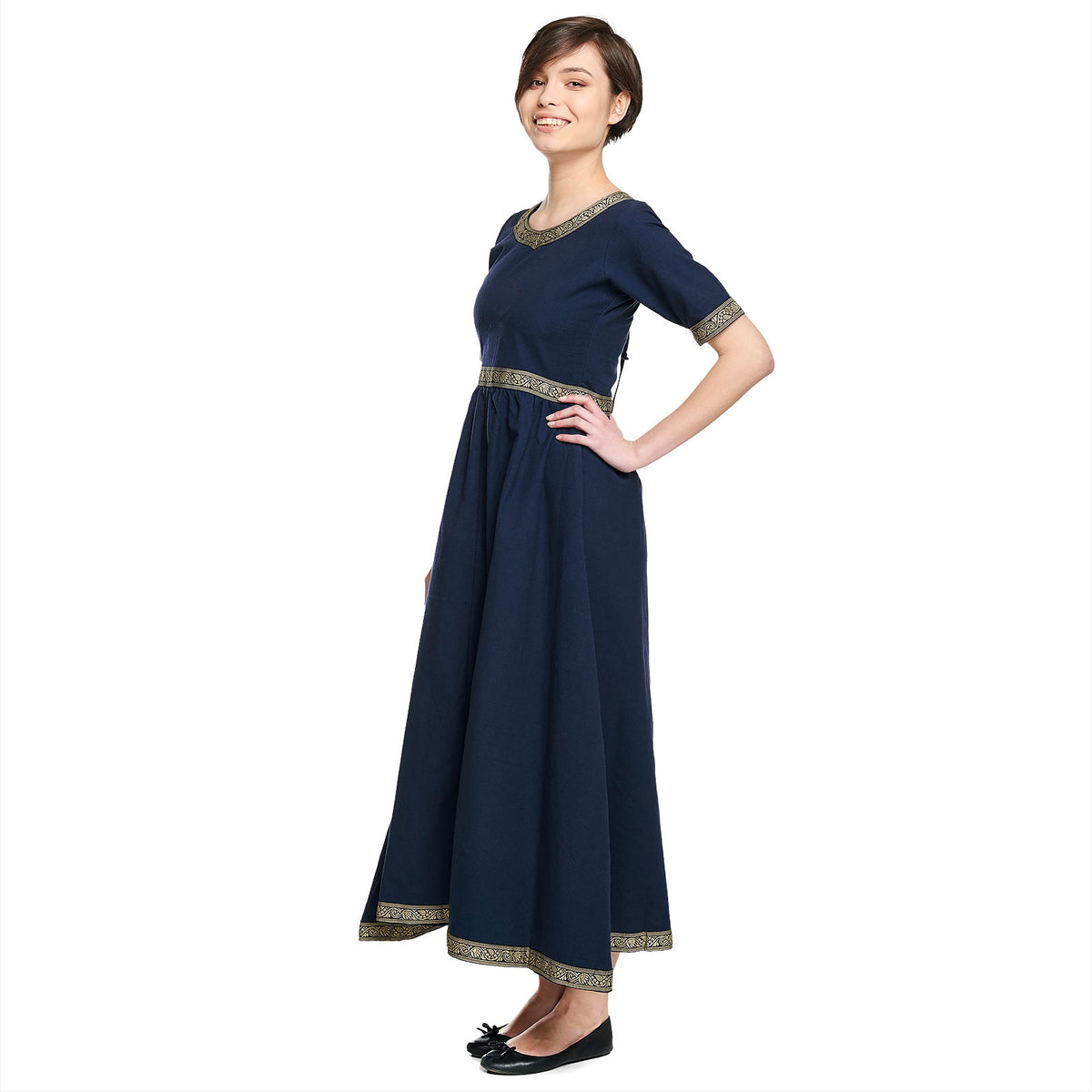 Image produit Robe Médiévale Ennlin à Manches Courtes Bleue