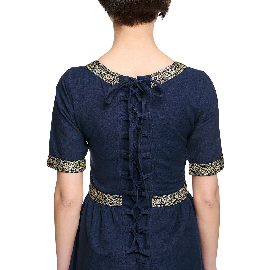 Image produit Robe Médiévale Ennlin à Manches Courtes Bleue