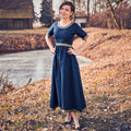 Image produit Robe Médiévale Ennlin à Manches Courtes Bleue