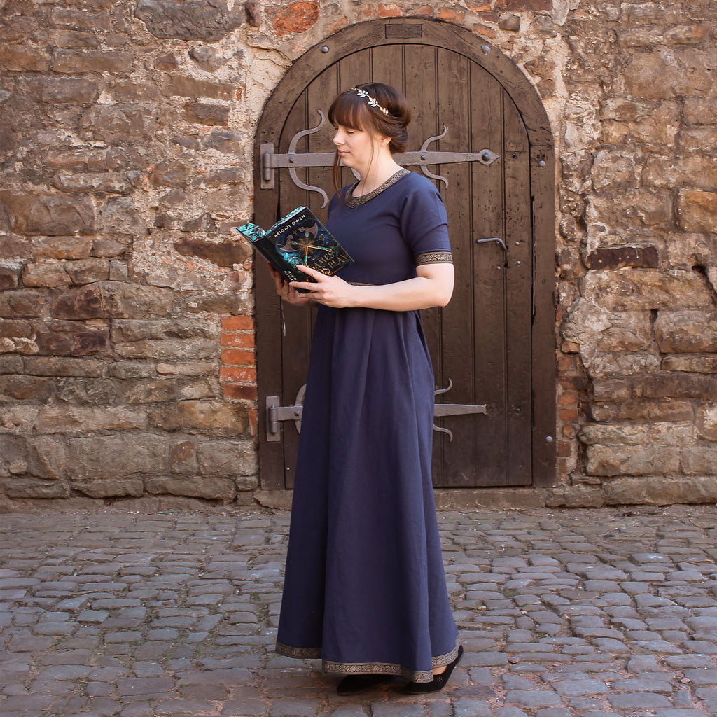 Image produit Robe Médiévale Ennlin à Manches Courtes Bleue