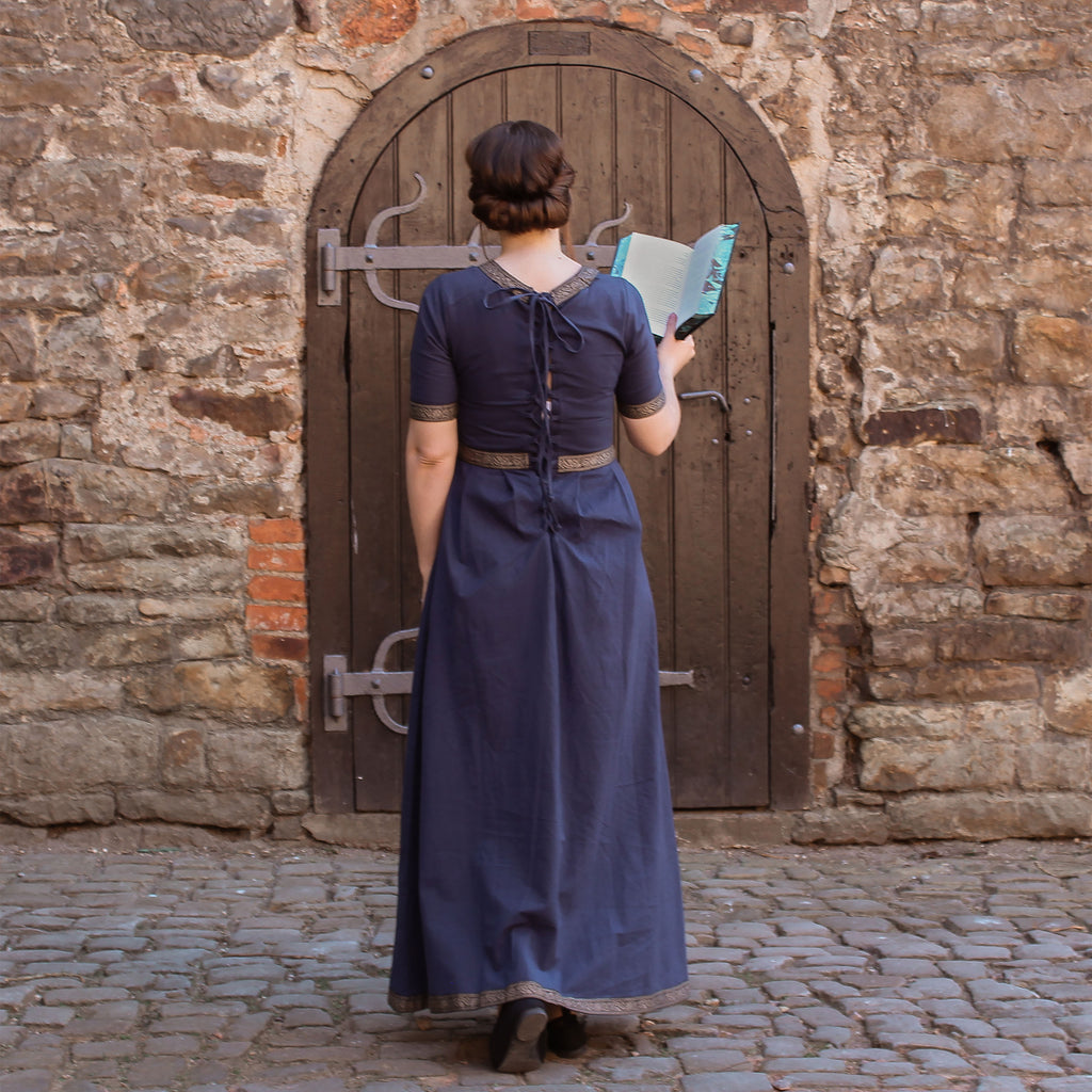 Image produit Robe Médiévale Ennlin à Manches Courtes Bleue