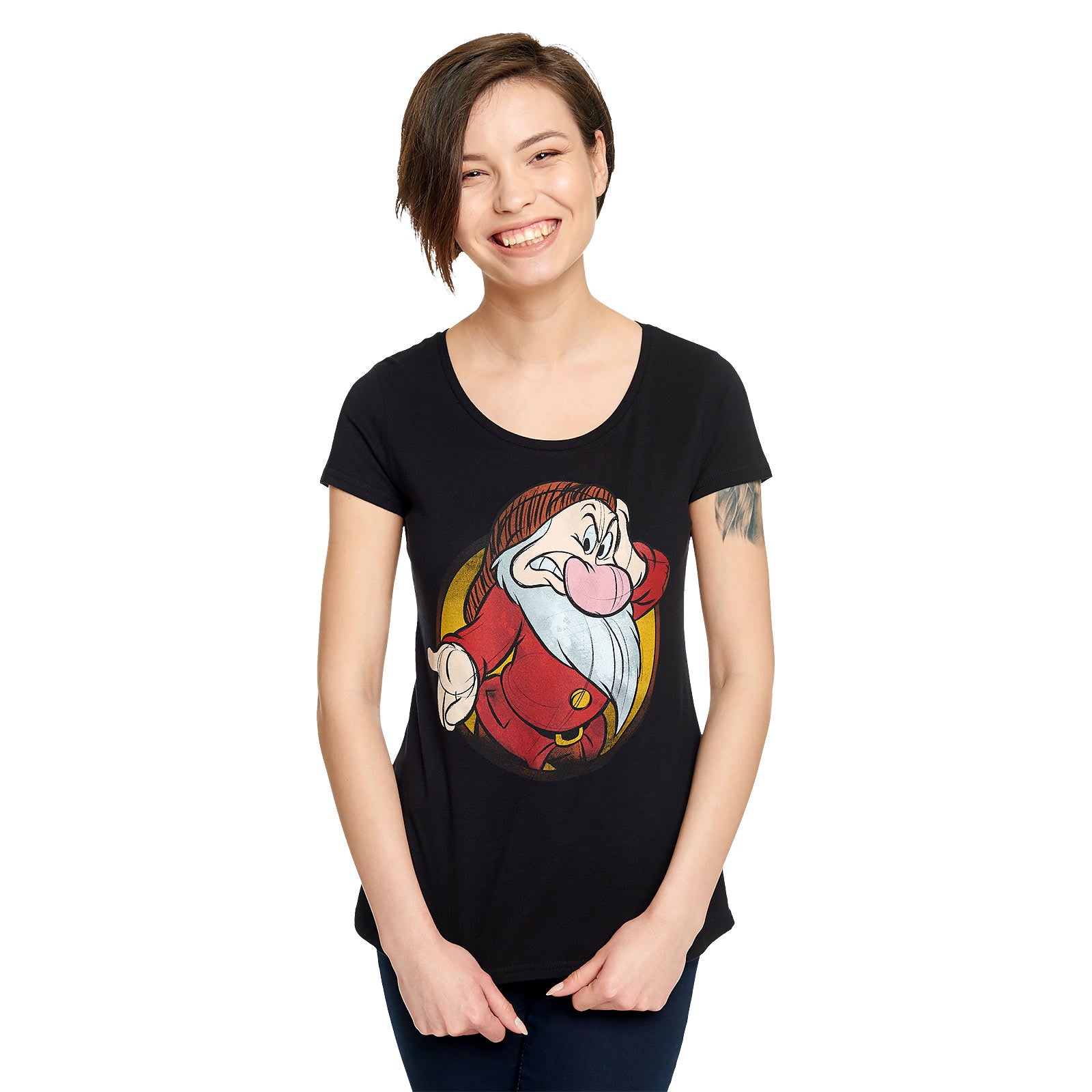 Image produit Blanche Neige - T-shirt Grincheux Femme Noir