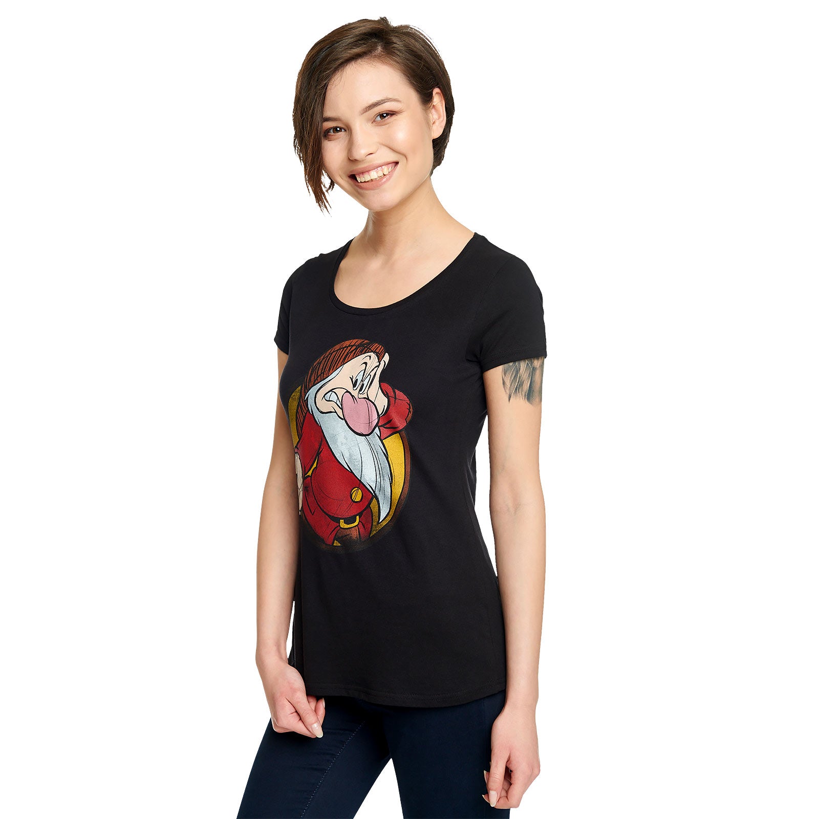 Image produit Blanche Neige - T-shirt Grincheux Femme Noir