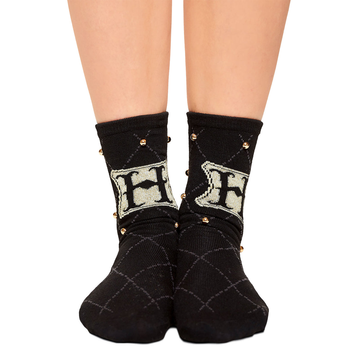 Image produit Harry Potter - Chaussettes avec logo Hogwarts et clous noirs