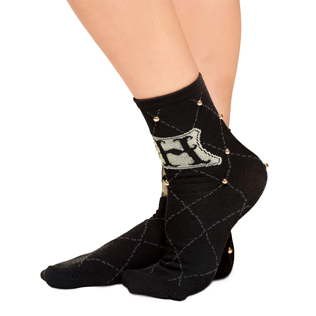 Image produit Harry Potter - Chaussettes avec logo Hogwarts et clous noirs