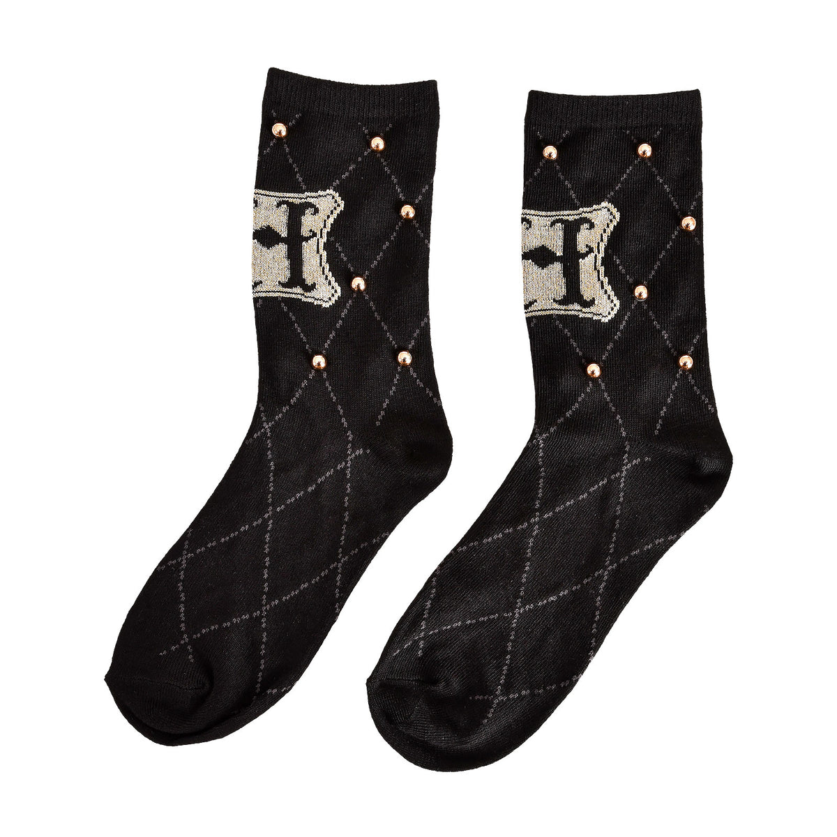 Image produit Harry Potter - Chaussettes avec logo Hogwarts et clous noirs