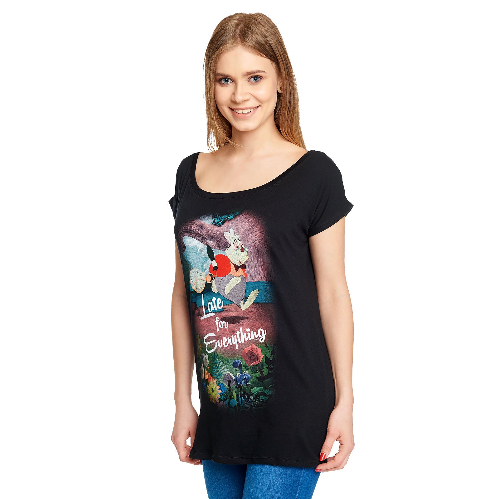 Image produit Alice au Pays des Merveilles - T-shirt en retard pour femmes coupe ample noir