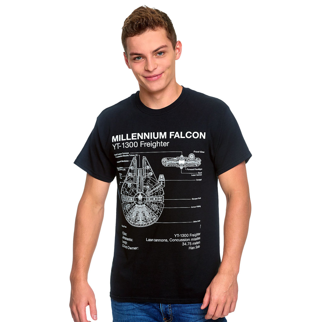 Image produit Star Wars - T-shirt esquisse du Faucon Millenium noir