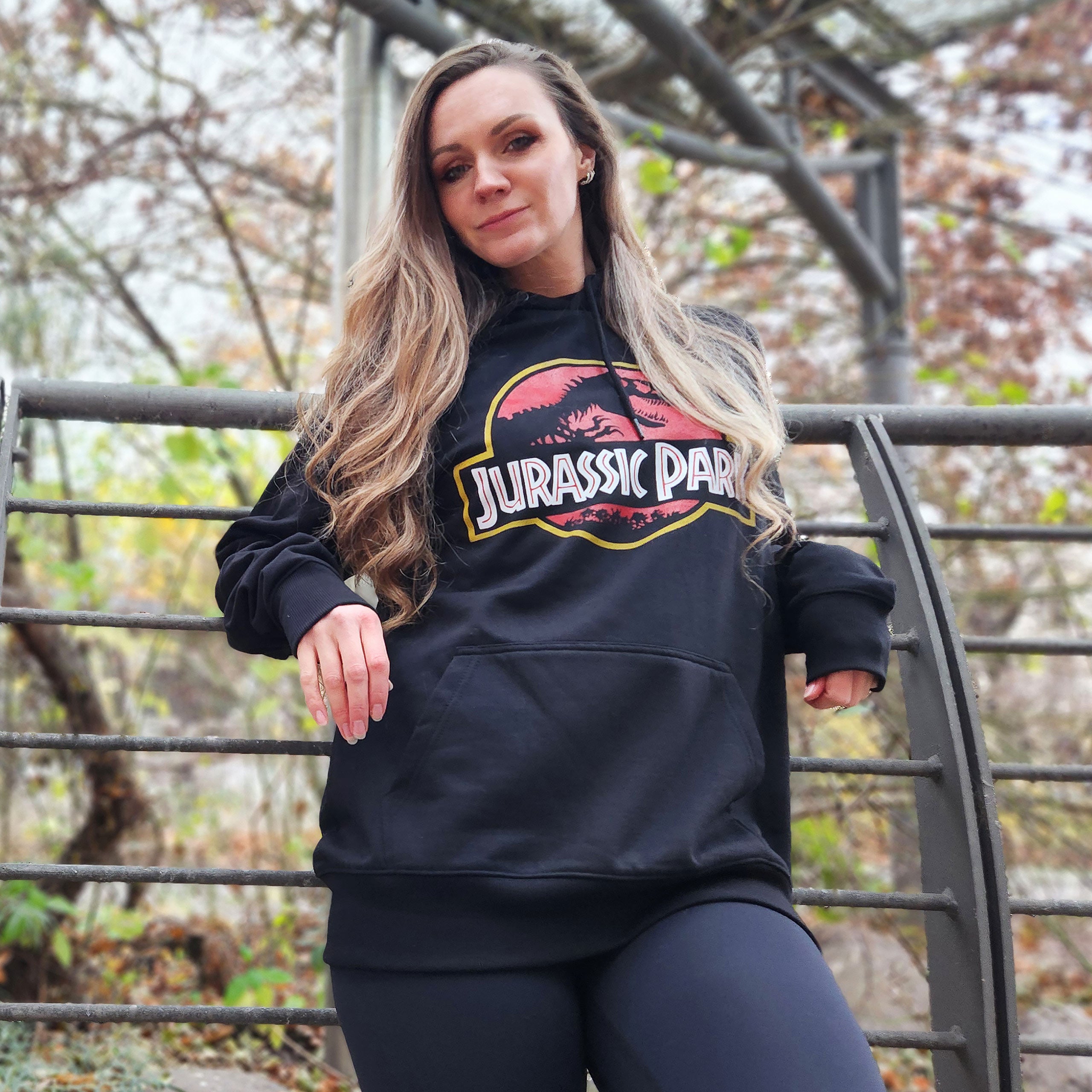 Image produit Jurassic Park - Sweat à capuche avec logo du film noir