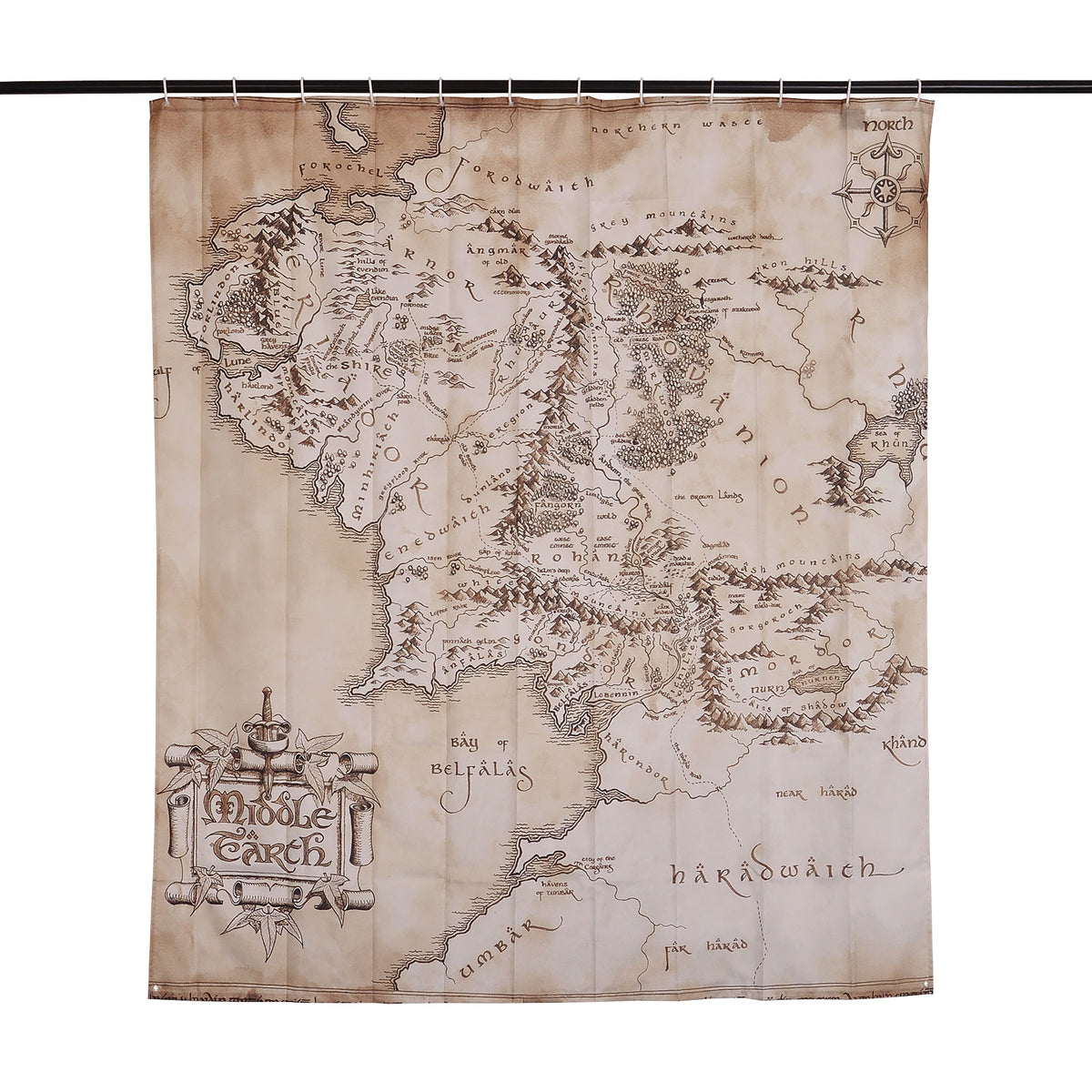 Image produit Le Seigneur des Anneaux - Rideau de Douche Carte de la Terre du Milieu