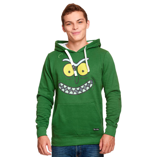 Image produit Rick et Morty - Sweat à capuche visage de Pickle Rick vert