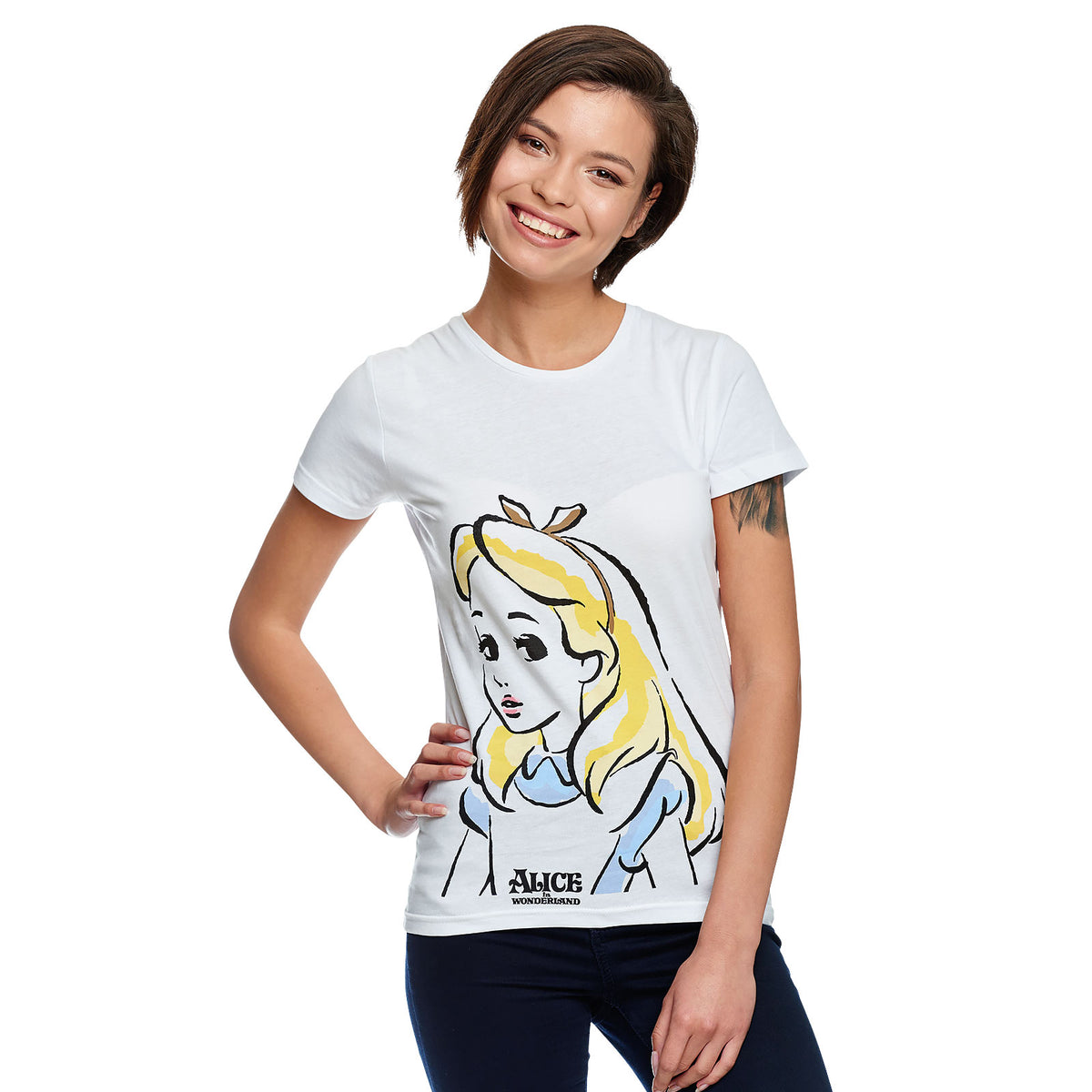 Image produit Alice au Pays des Merveilles - T-shirt portrait femme blanc