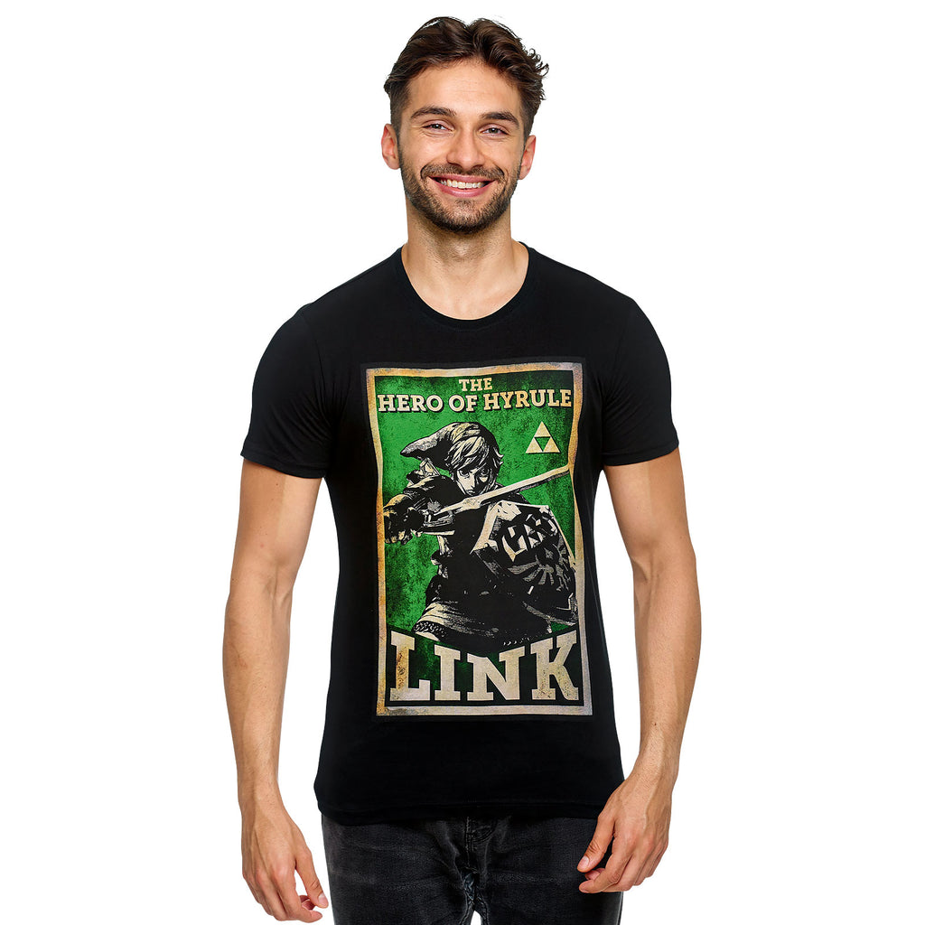 Image produit Zelda - Link Héros de Hyrule T-shirt Propagande Poster Noir