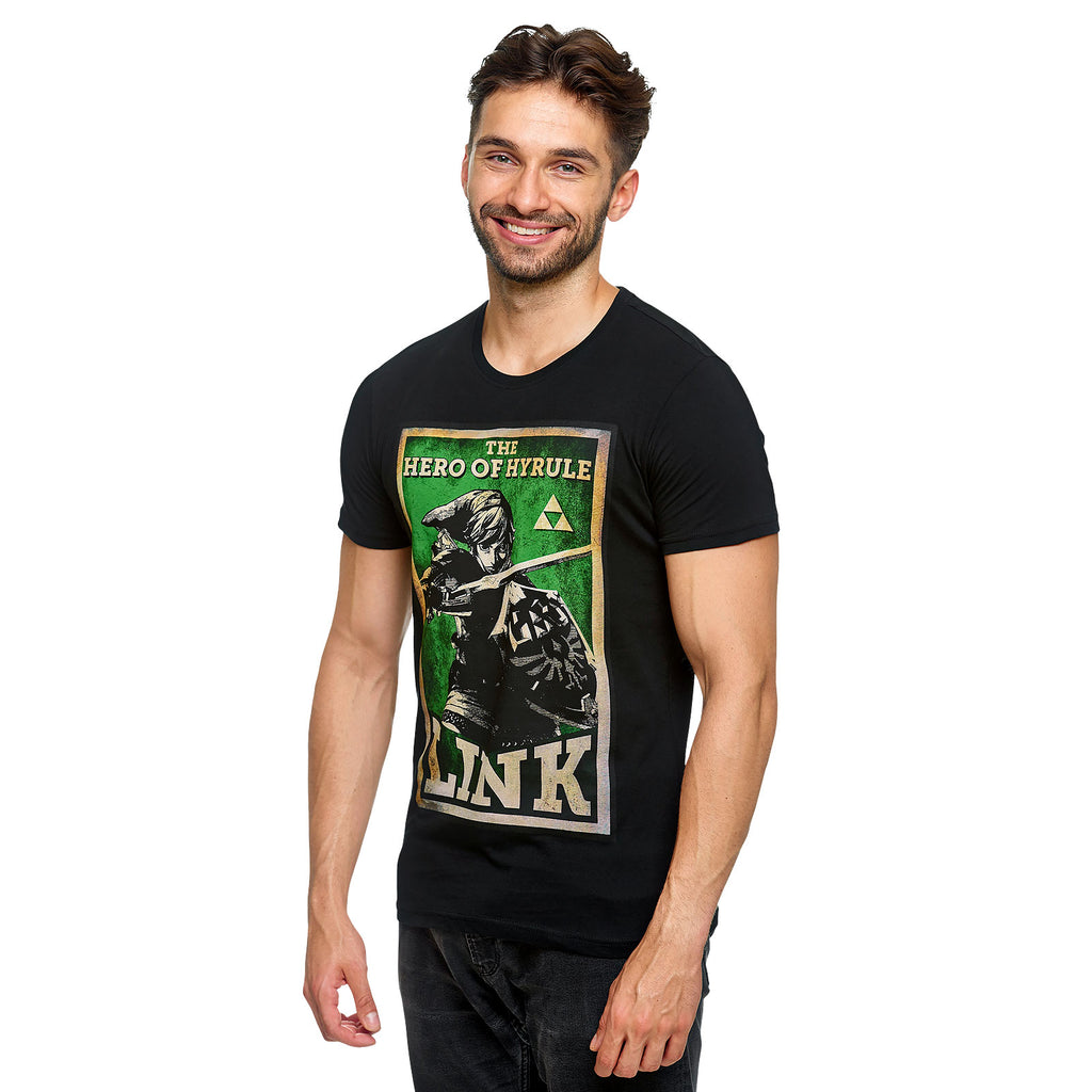 Image produit Zelda - Link Héros de Hyrule T-shirt Propagande Poster Noir
