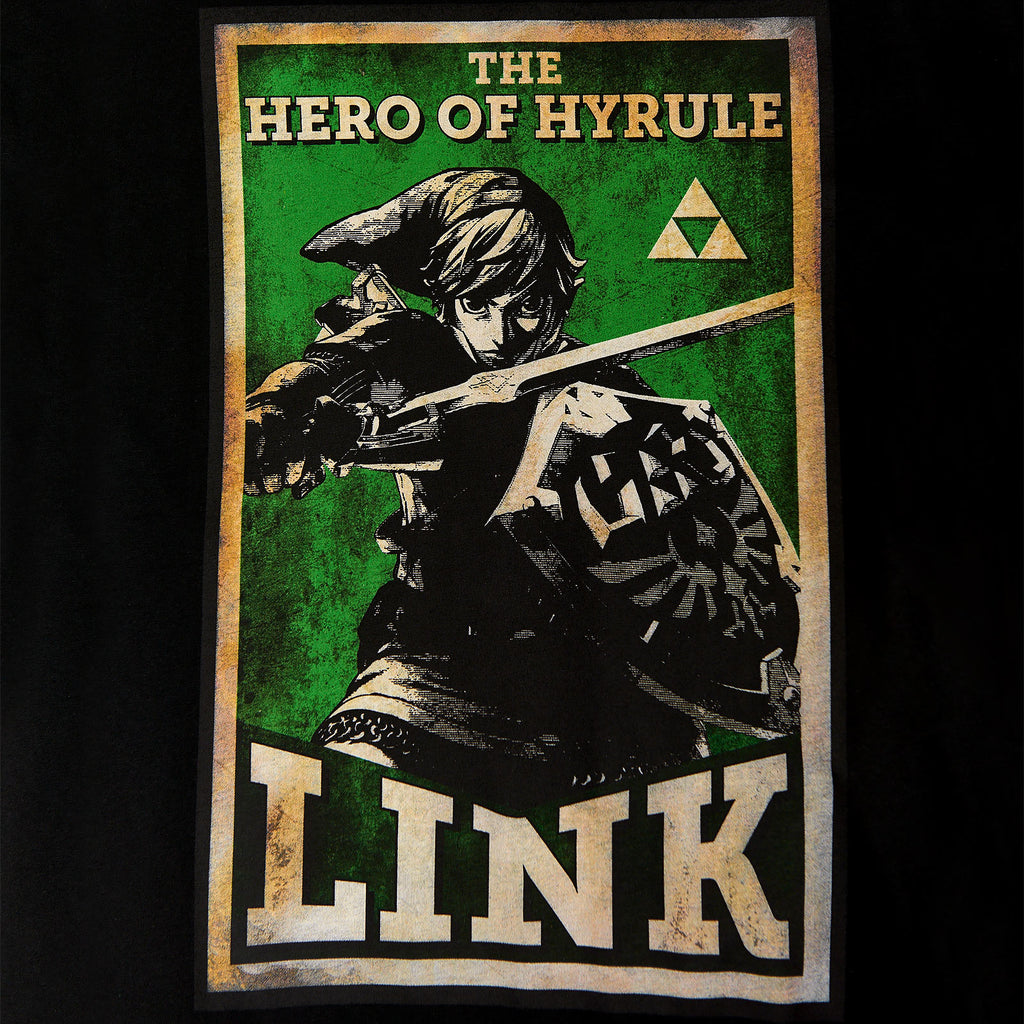 Image produit Zelda - Link Héros de Hyrule T-shirt Propagande Poster Noir