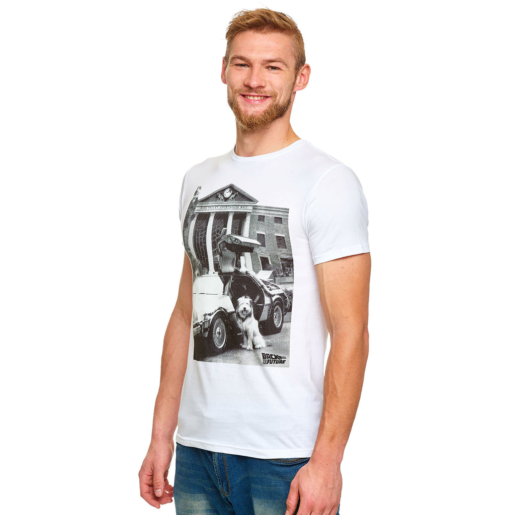 Image produit Retour vers le futur - T-shirt blanc Einstein avec DeLorean