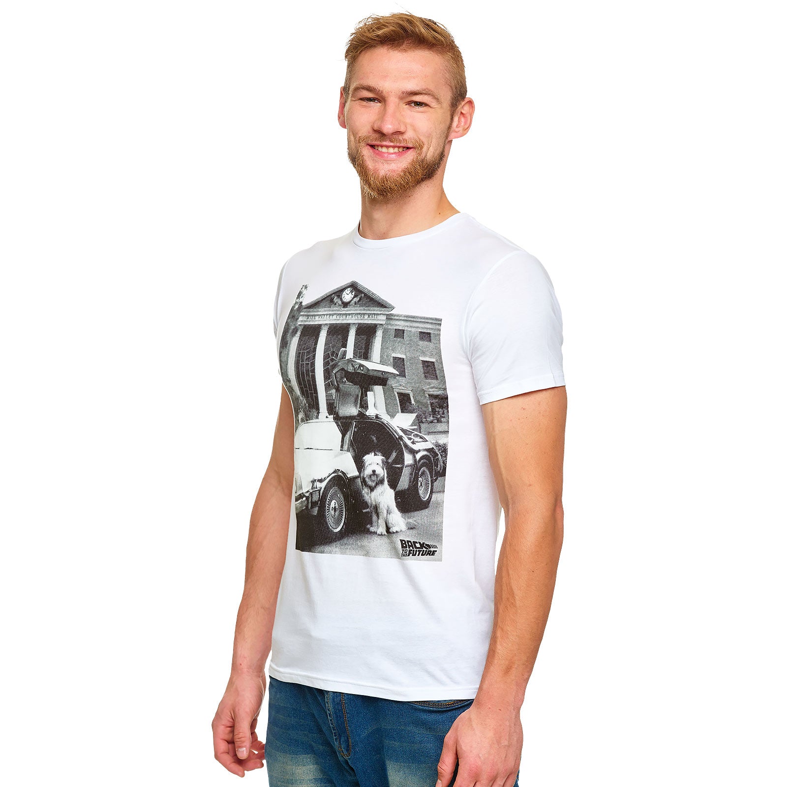 Image produit Retour vers le futur - T-shirt blanc Einstein avec DeLorean