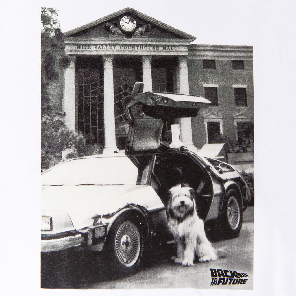 Image produit Retour vers le futur - T-shirt blanc Einstein avec DeLorean