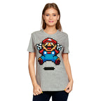 Image produit Super Mario - T-shirt femme Jump Pixel gris