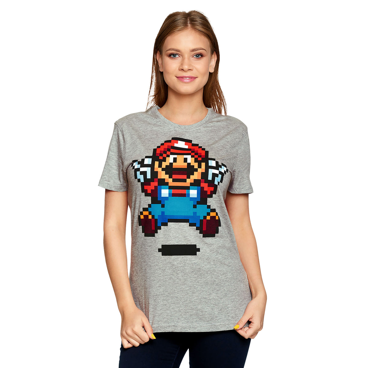 Image produit Super Mario - T-shirt femme Jump Pixel gris