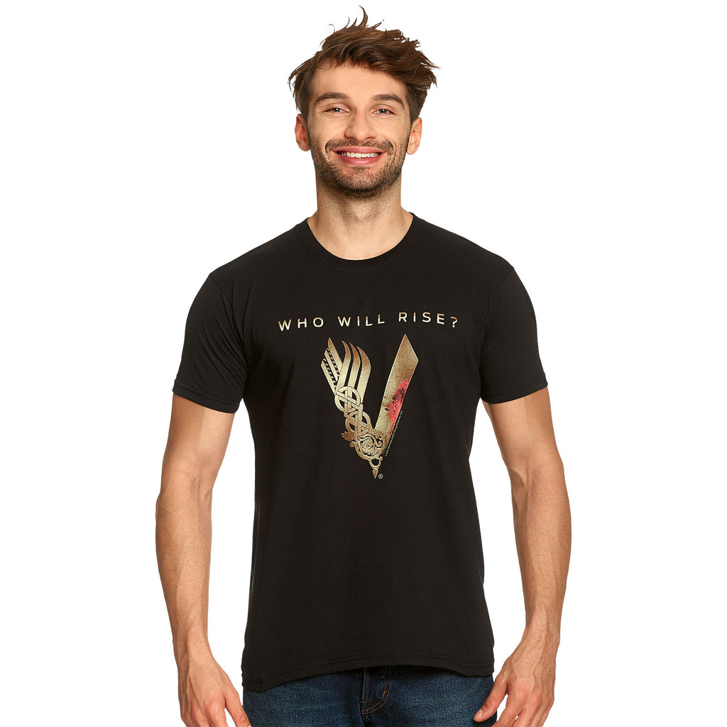 Image produit Vikings - T-shirt Logo 'Who Will Rise' noir