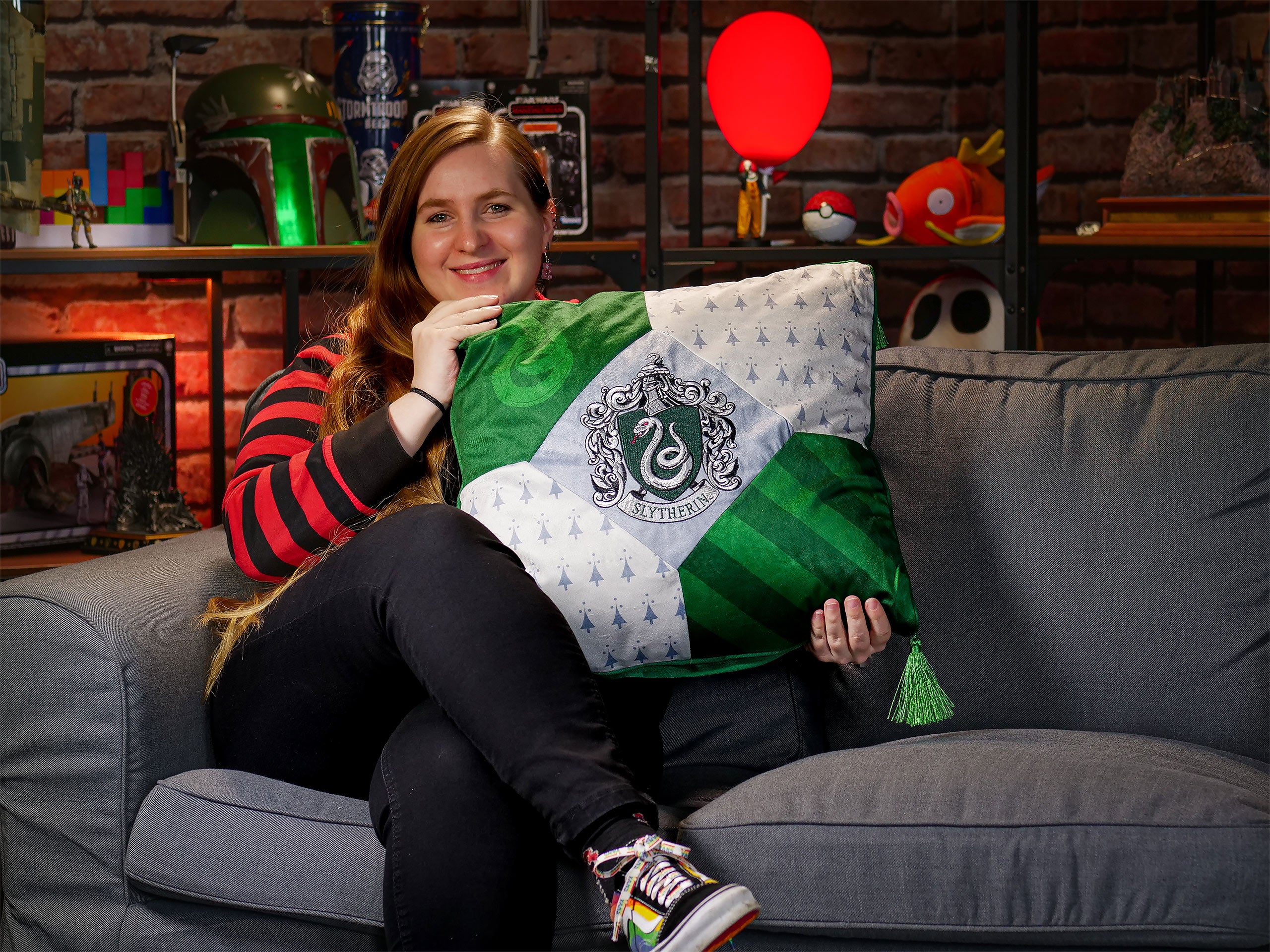 Image produit Harry Potter - Coussin Serpentard de luxe avec glands