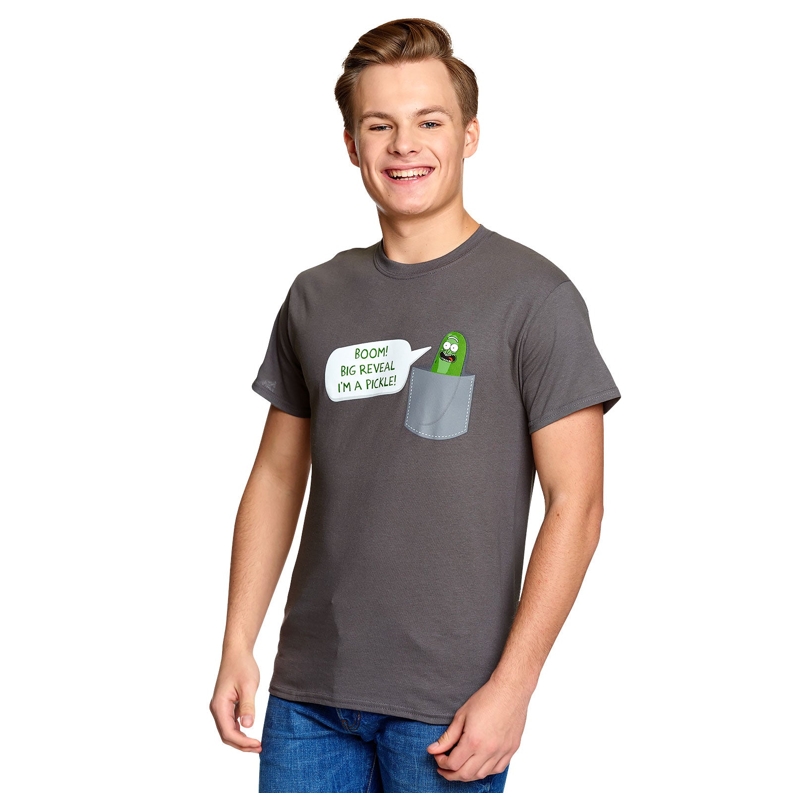 Image produit Rick and Morty - Pocket Pickle Rick t-shirt gris