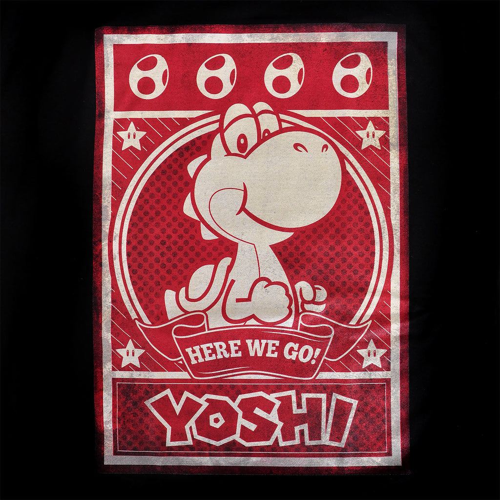 Image produit Super Mario - Yoshi Here We Go Poster T-Shirt Noir