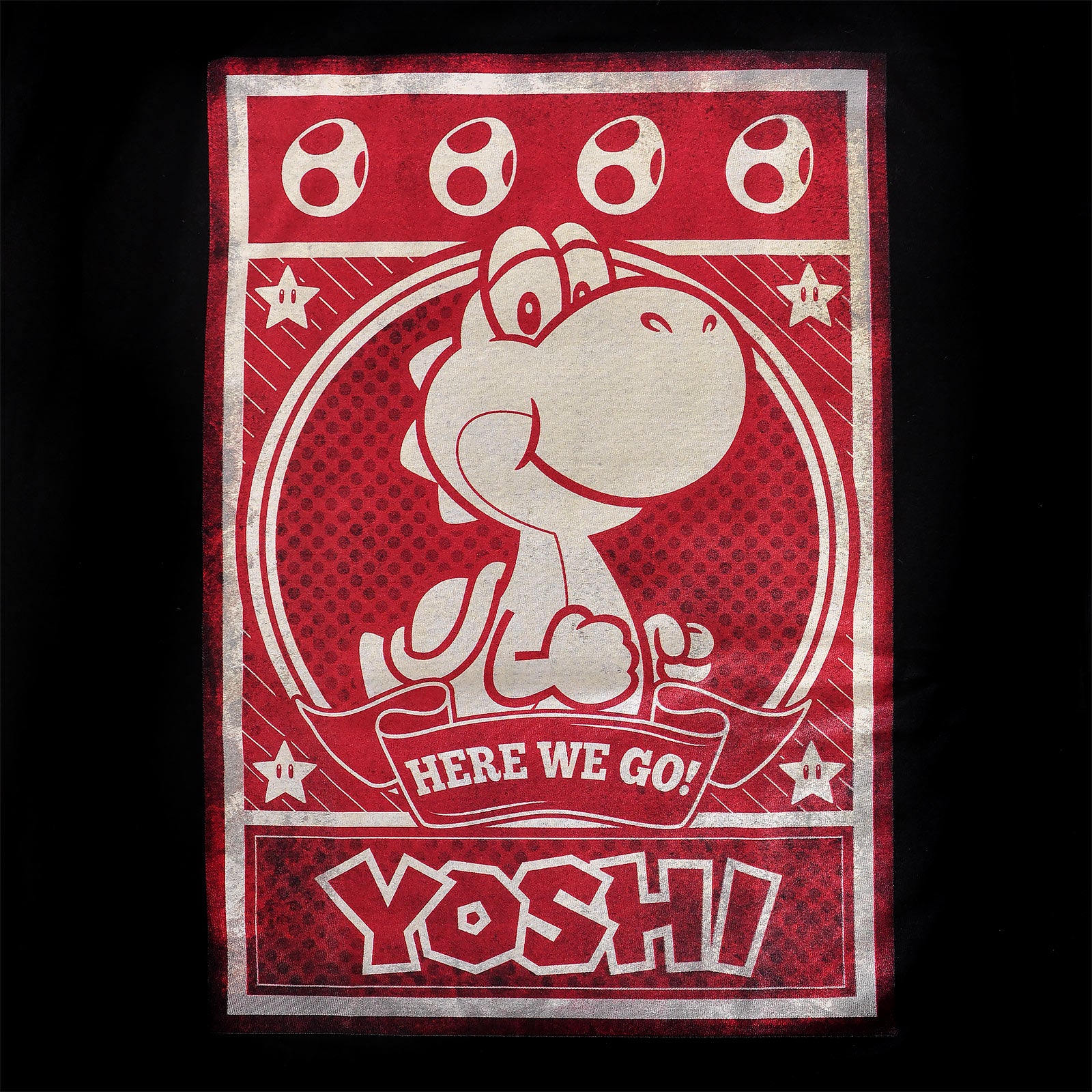 Image produit Super Mario - Yoshi Here We Go Poster T-Shirt Noir