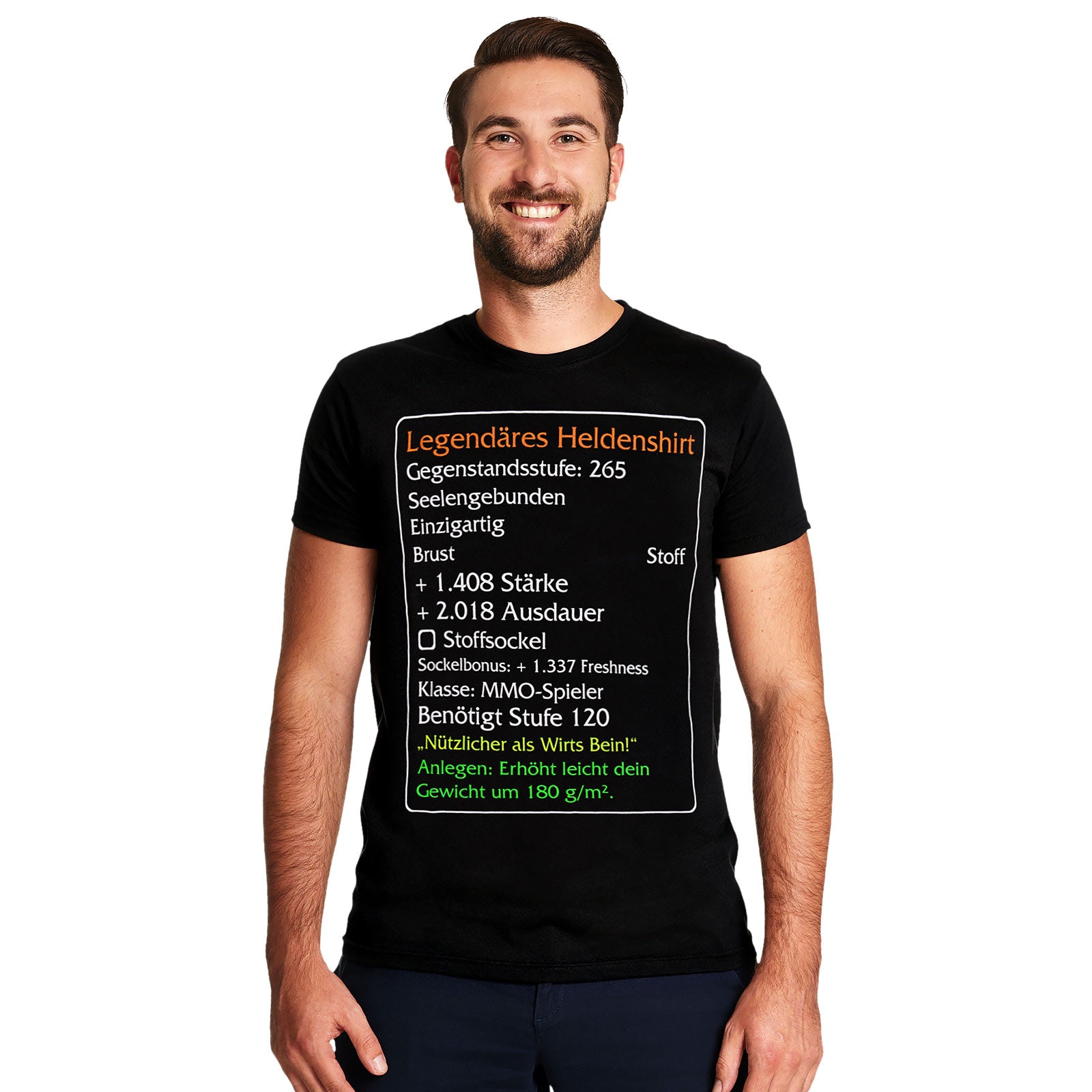 Image produit T-shirt noir légendaire de héros de niveau 120