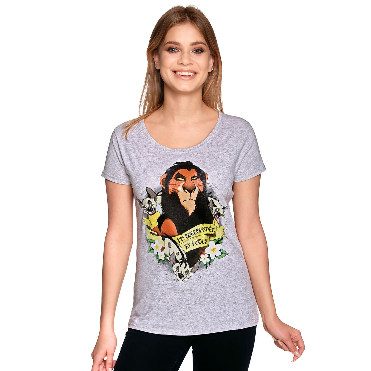 Image produit Le Roi Lion - Scar Entouré d'Idiots T-Shirt Femme Gris