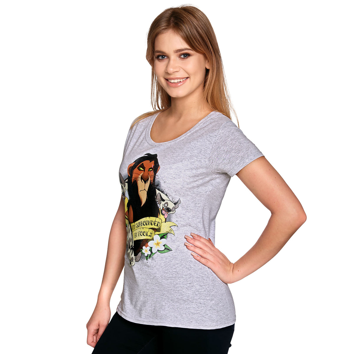 Image produit Le Roi Lion - Scar Entouré d'Idiots T-Shirt Femme Gris