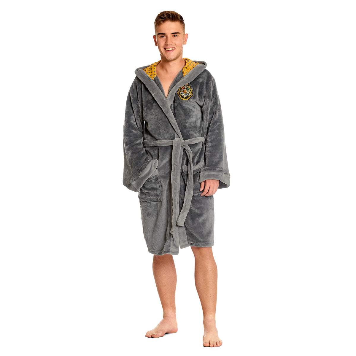 Image produit Harry Potter - Peignoir gris à écusson de Poufsouffle