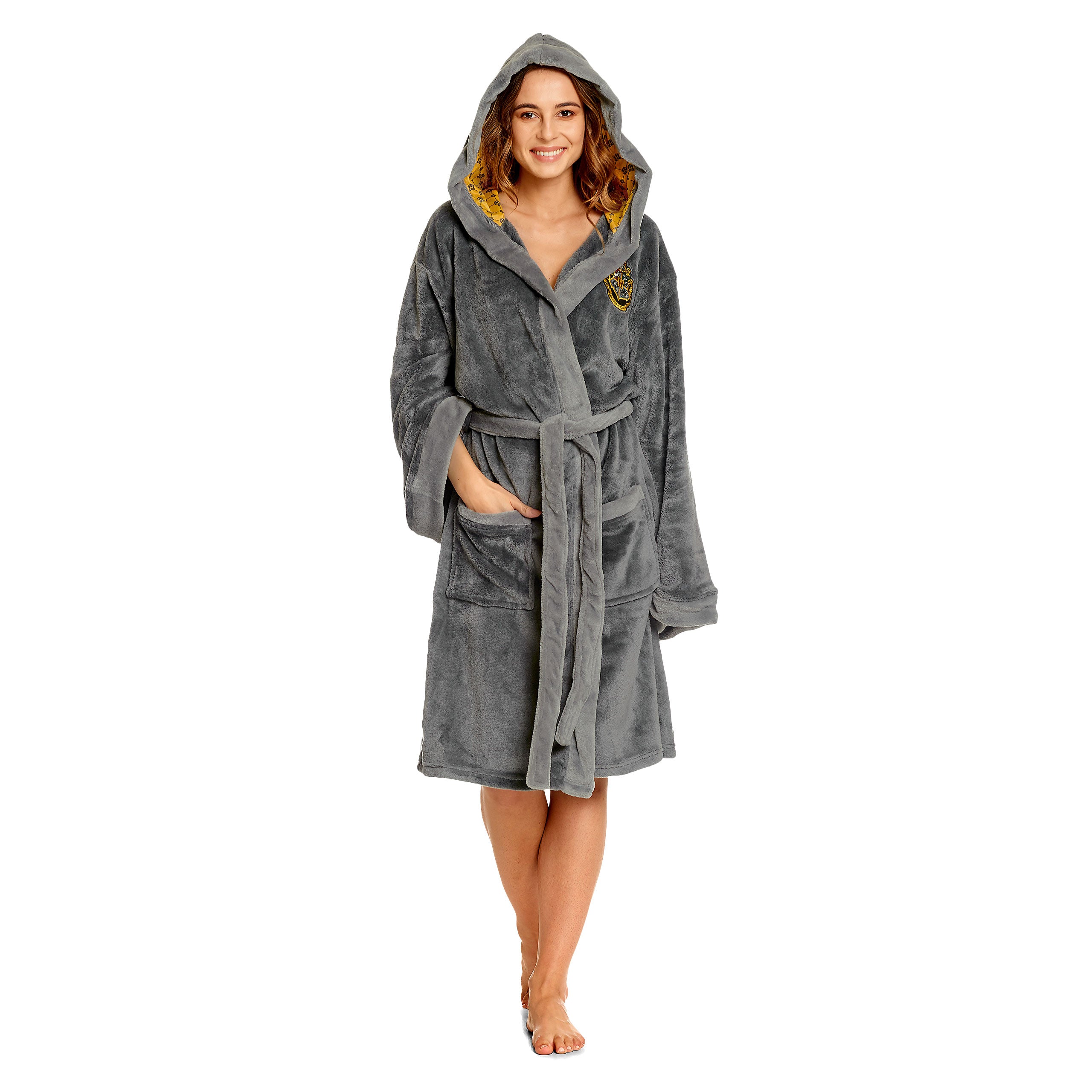 Image produit Harry Potter - Peignoir gris à écusson de Poufsouffle